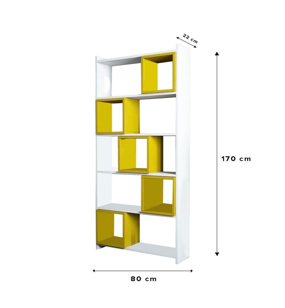 Scaffale, bianco giallo, pannello di particelle rivestito di melamina