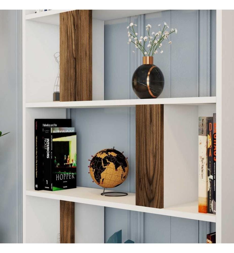 Libreria, noce bianco, pannello truciolare rivestito in melamina