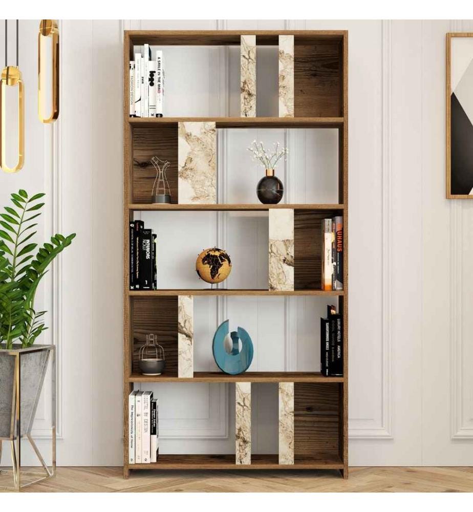Libreria, bianco noce, pannello di particelle rivestito in melamina