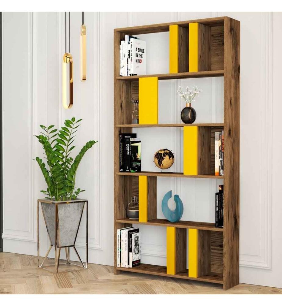 Libreria, giallo noce, pannello di particelle rivestito di melamina