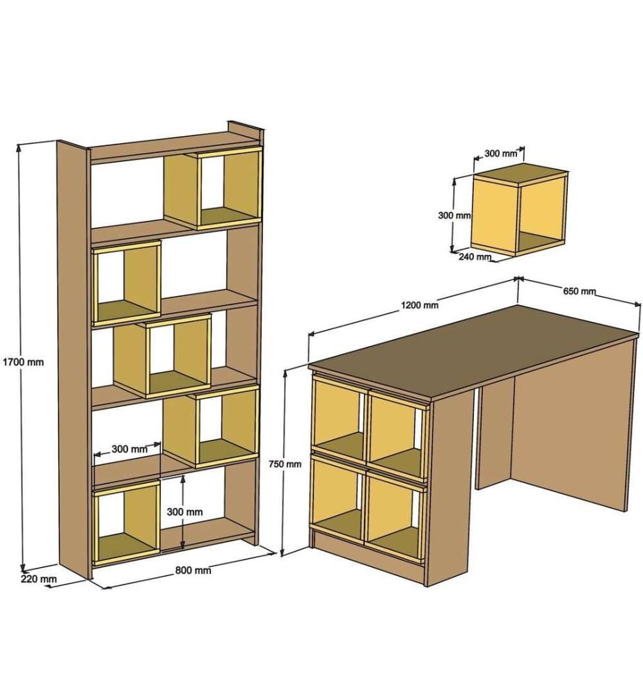 Scrivania e libreria da studio, calcedonio di noce, pannello in particelle rivestito di melamina