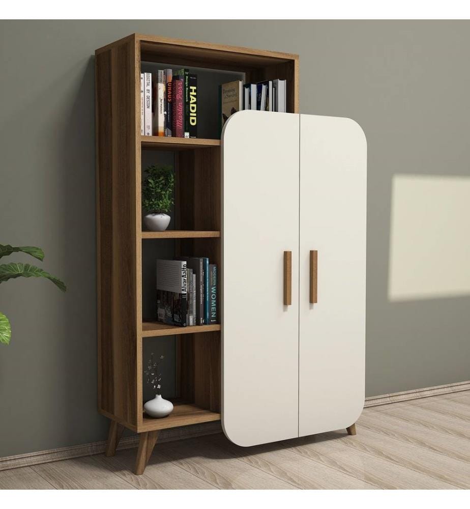 Libreria, Noce Crema, Pannello di particelle rivestito di melamina