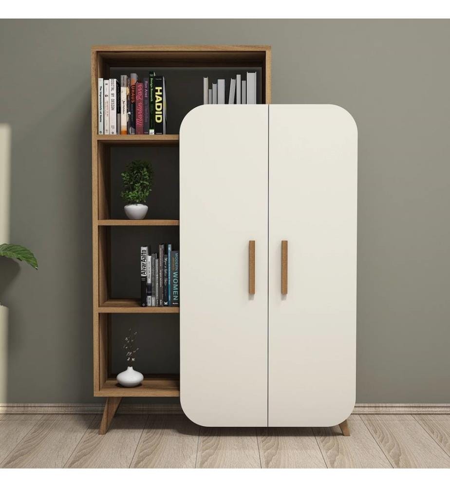 Libreria, Noce Crema, Pannello di particelle rivestito di melamina