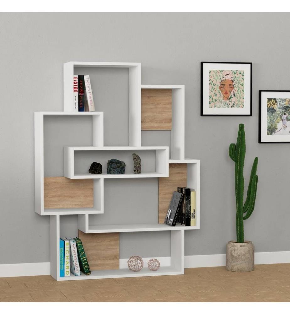Libreria, quercia bianca, pannello truciolare rivestito in melamina