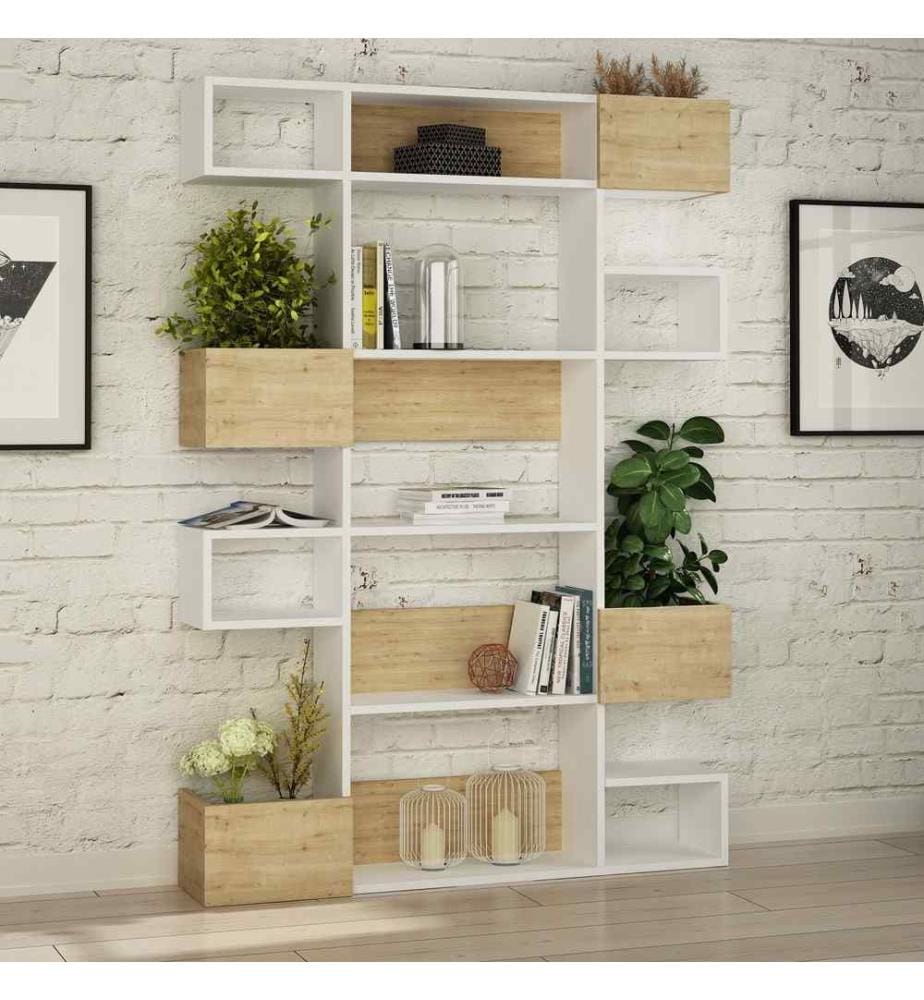 Libreria, quercia bianca, pannello truciolare rivestito in melamina