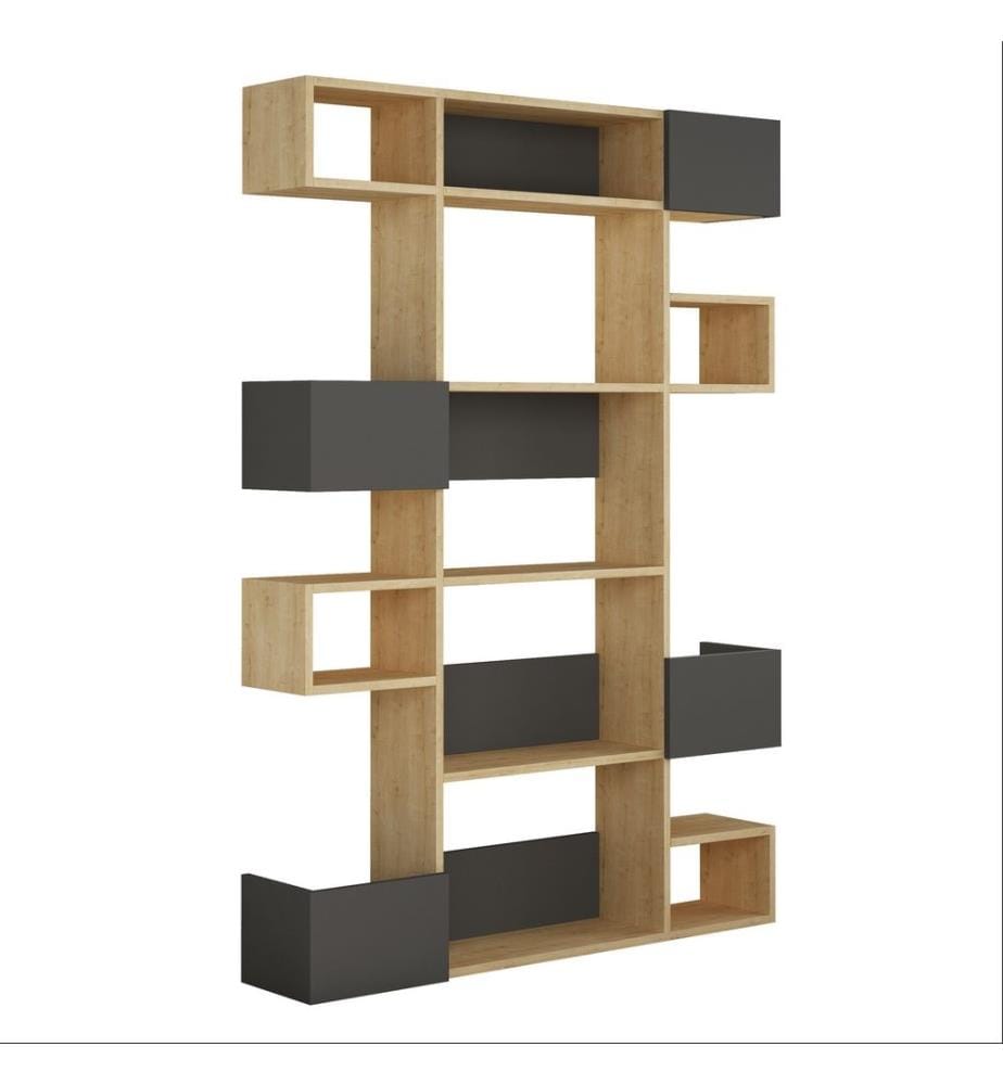 Libreria, Rovere Antracite, Pannello di particelle rivestito in melamina