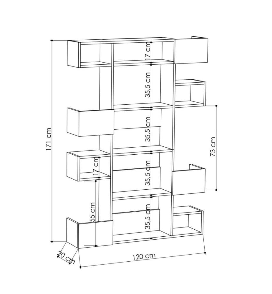 Libreria, Rovere Antracite, Pannello di particelle rivestito in melamina
