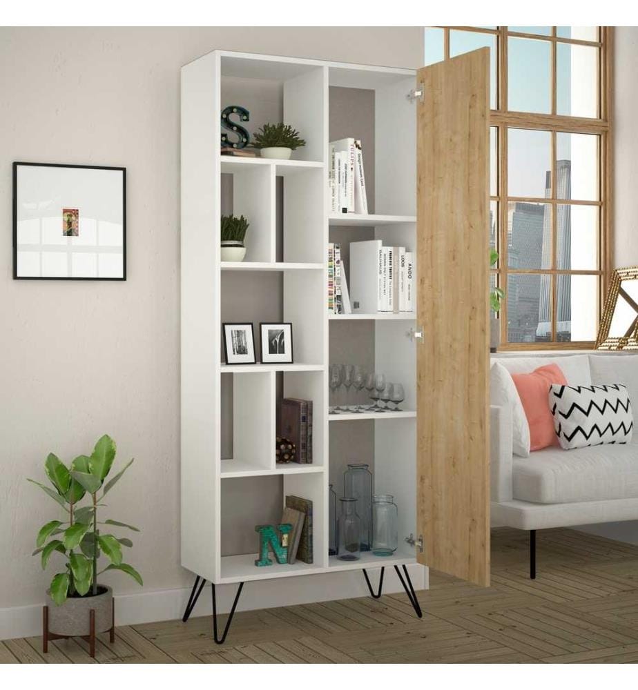Libreria, quercia bianca, pannello truciolare rivestito in melamina
