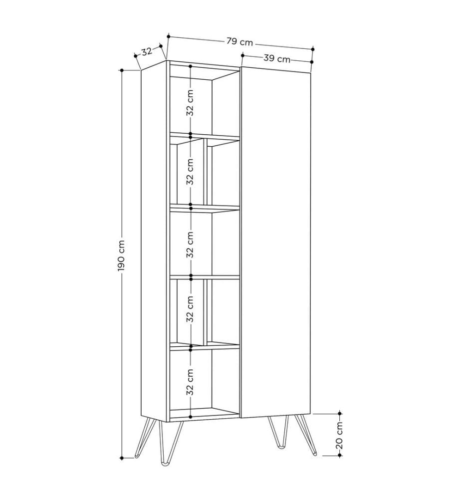 Libreria, quercia bianca, pannello truciolare rivestito in melamina