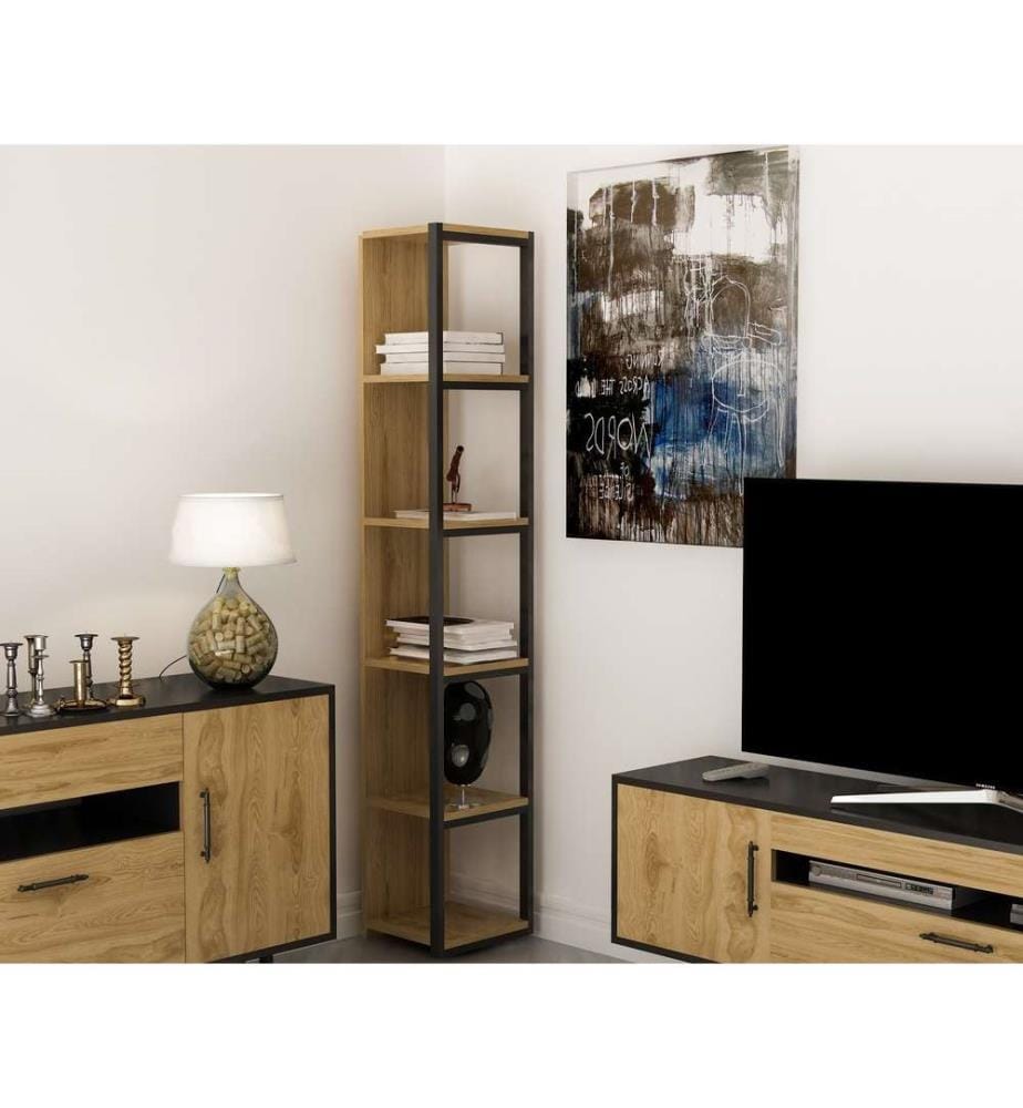 Libreria, Rovere nero, pannello di particelle rivestito in melamina