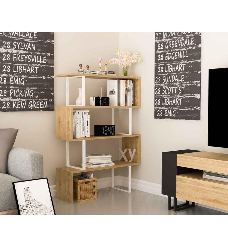 Libreria, Rovere bianco, Pannello di particelle rivestito in melamina