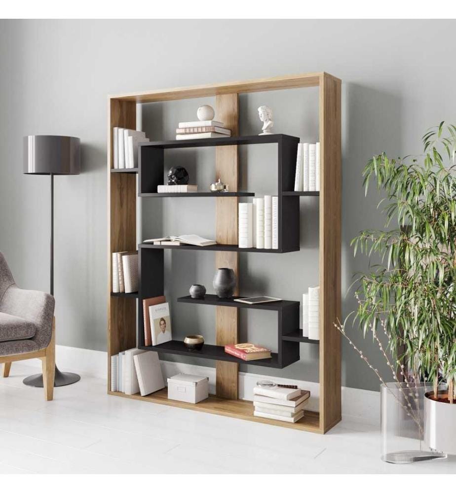 Libreria, Rovere nero, pannello di particelle rivestito in melamina