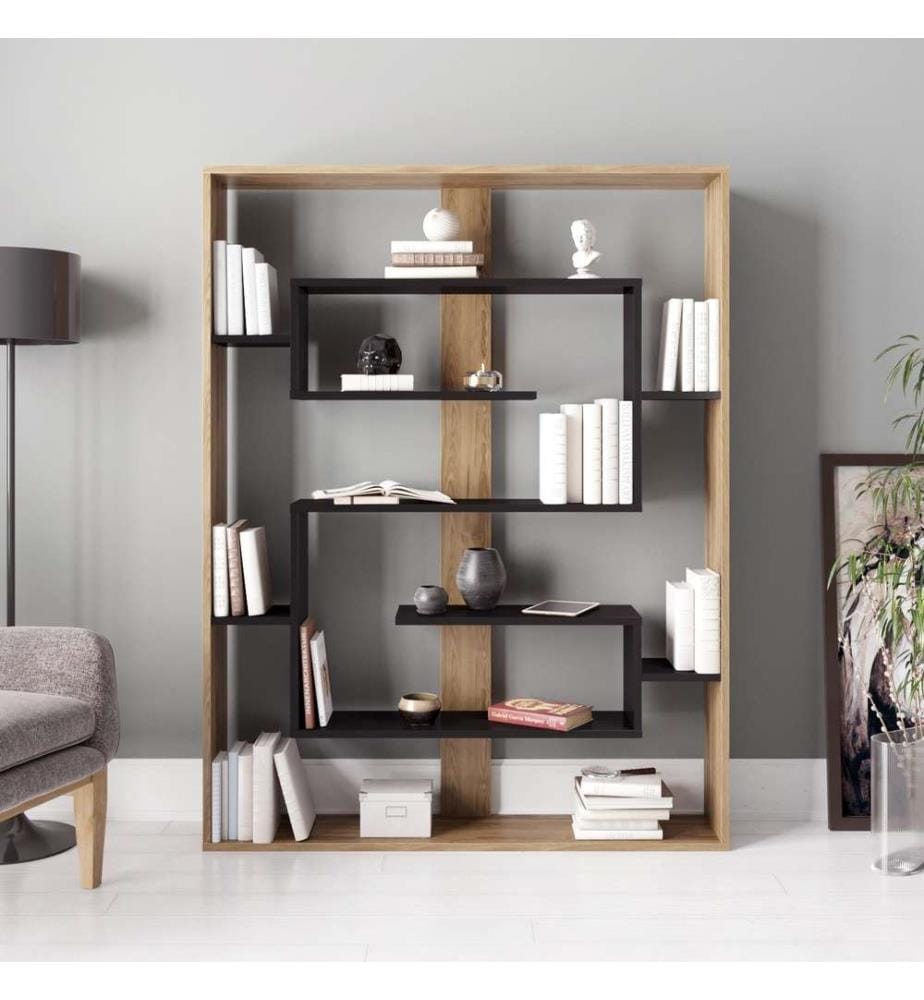 Libreria, Rovere nero, pannello di particelle rivestito in melamina
