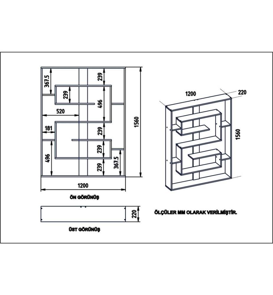 Libreria, Rovere nero, pannello di particelle rivestito in melamina