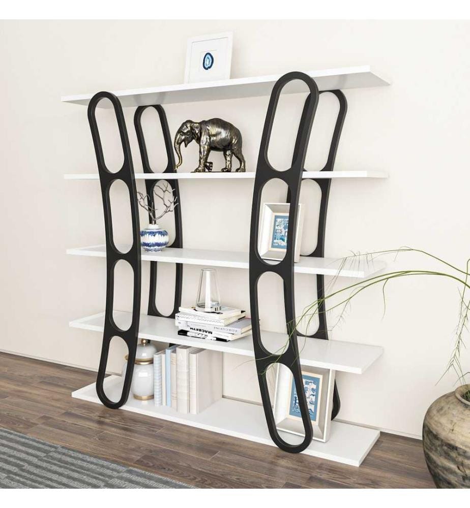 Scaffale, Bianco, Nero, Truciolato rivestito in melamina