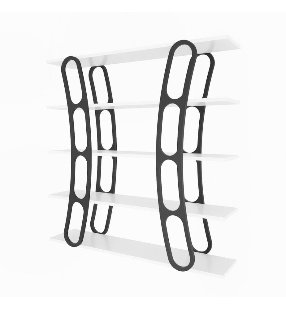 Scaffale, Bianco, Nero, Truciolato rivestito in melamina
