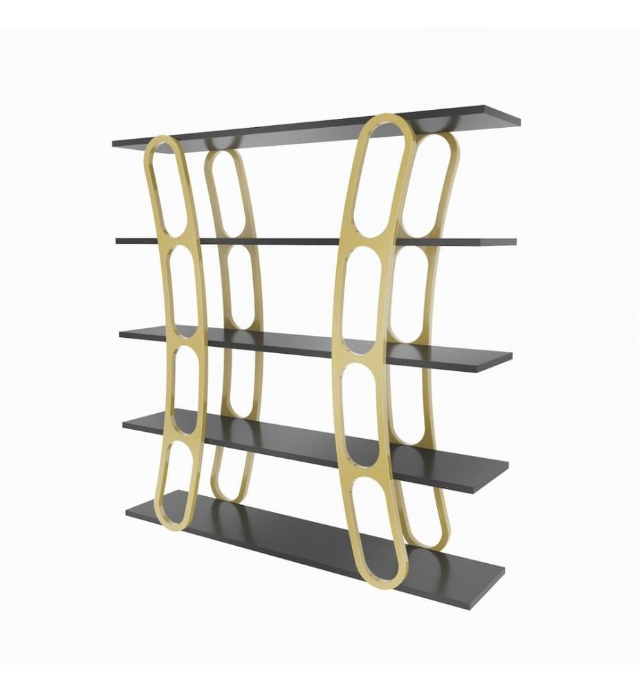 Scaffale, nero, oro, pannello di particelle rivestito di melamina