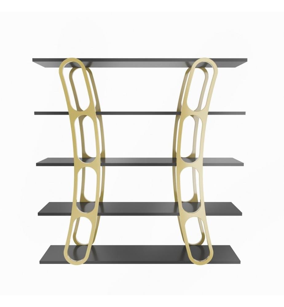 Scaffale, nero, oro, pannello di particelle rivestito di melamina