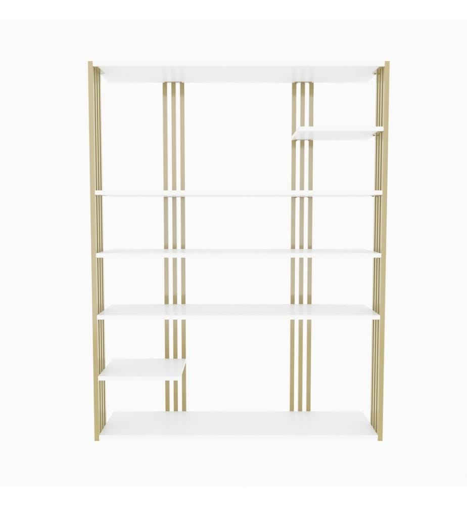 Scaffale, Bianco, Oro, Truciolato rivestito in melamina