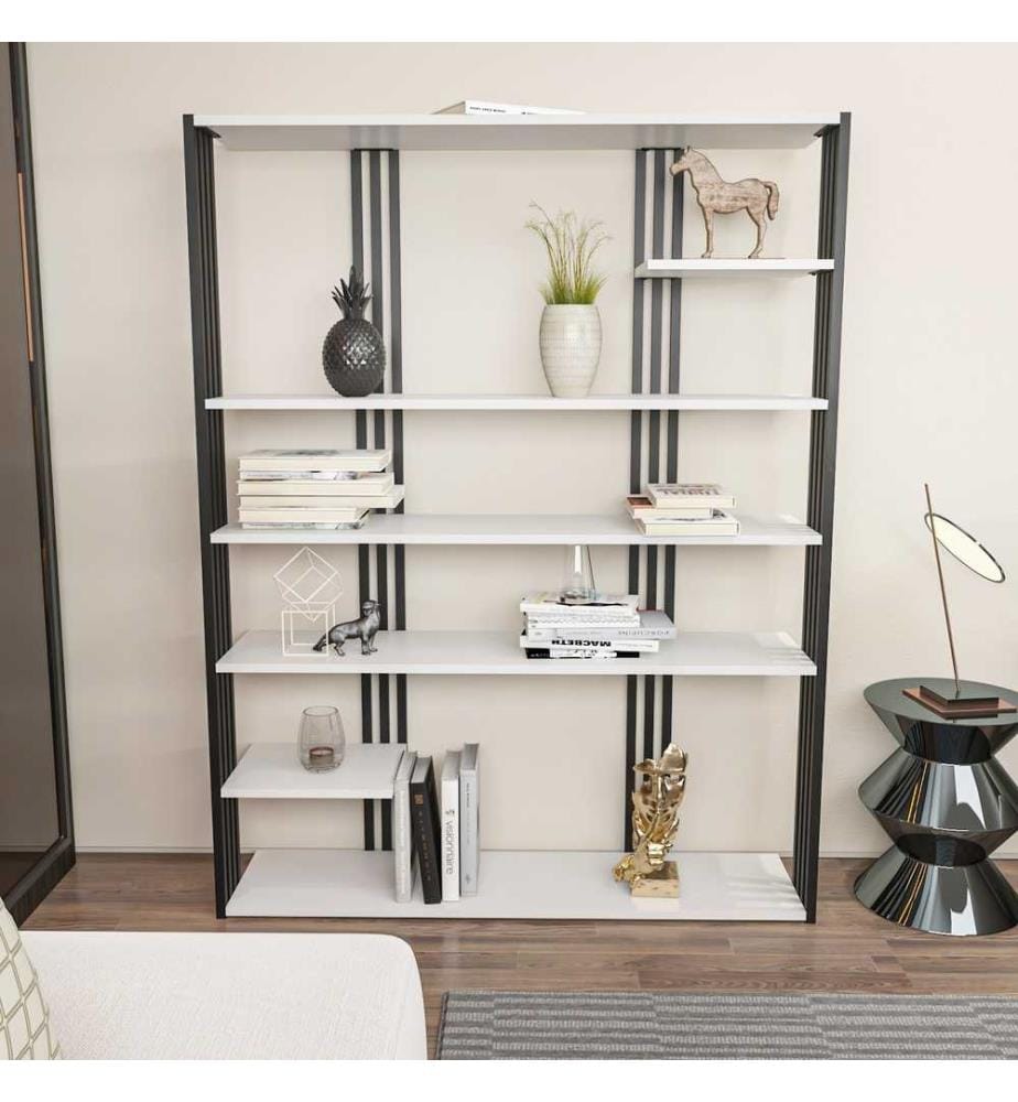 Scaffale, Bianco, Nero, Truciolato rivestito in melamina