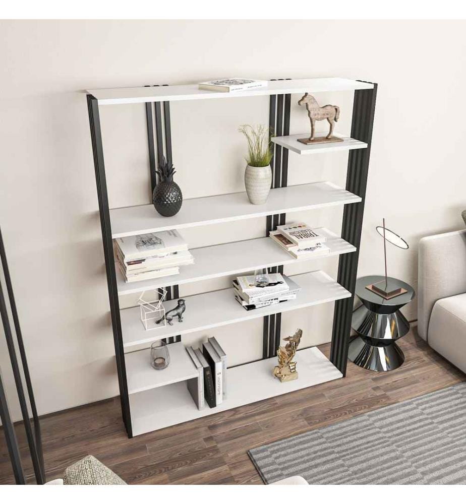 Scaffale, Bianco, Nero, Truciolato rivestito in melamina