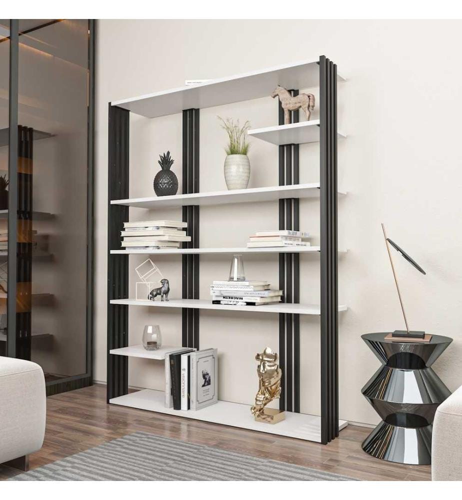 Scaffale, Bianco, Nero, Truciolato rivestito in melamina