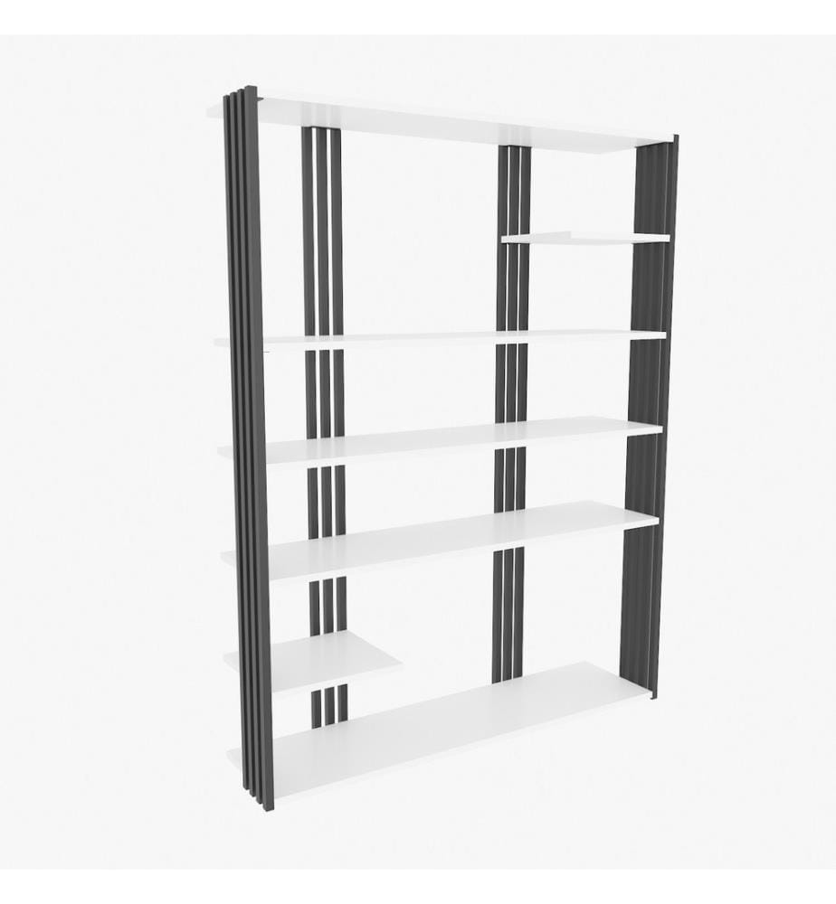 Scaffale, Bianco, Nero, Truciolato rivestito in melamina
