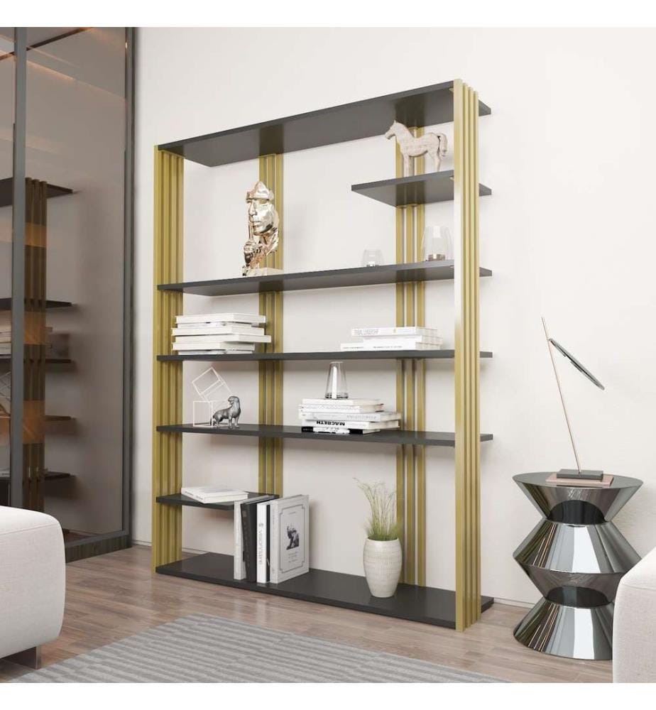 Scaffale, Antracite, Oro, Pannello di particelle rivestito di melamina