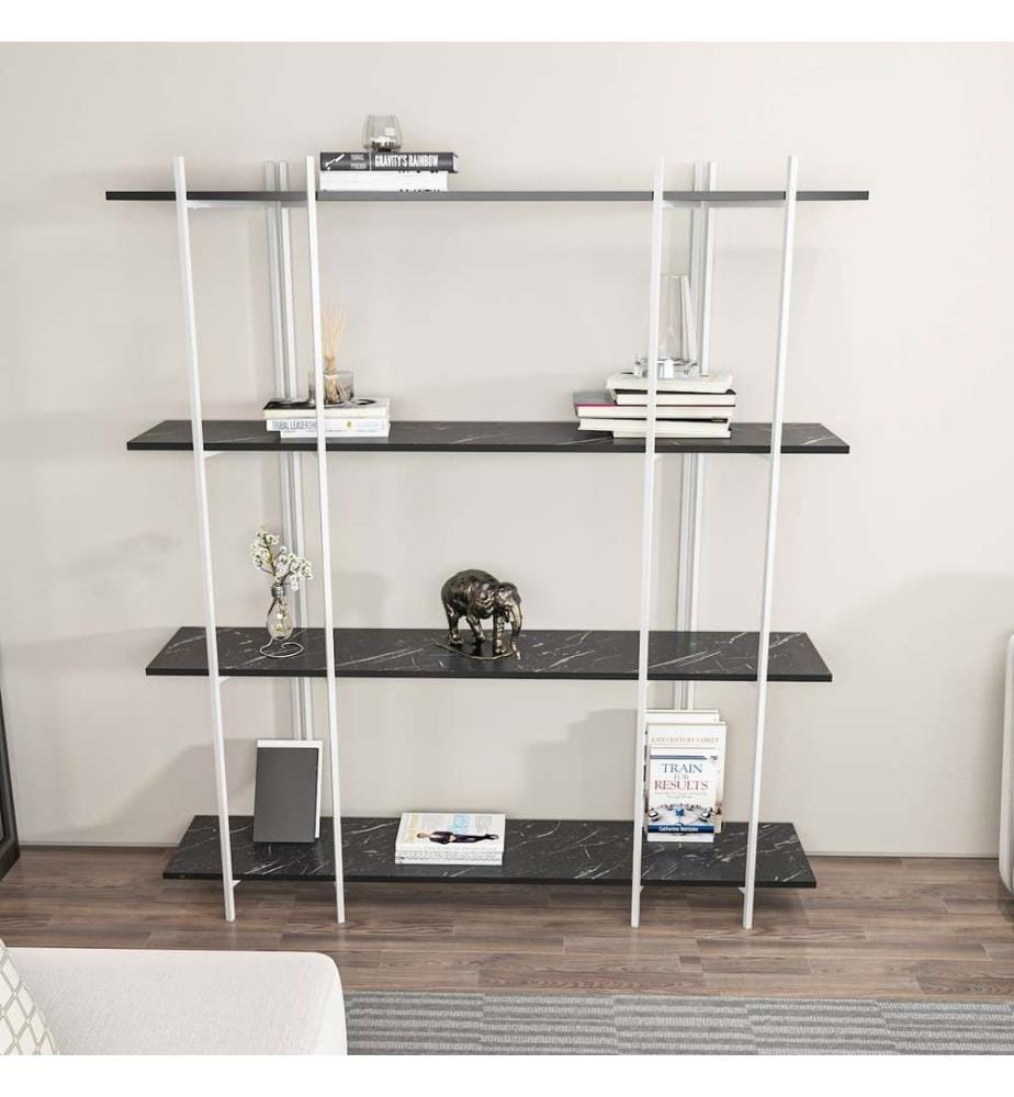 Scaffale, Nero, Bianco, Truciolato rivestito in melamina
