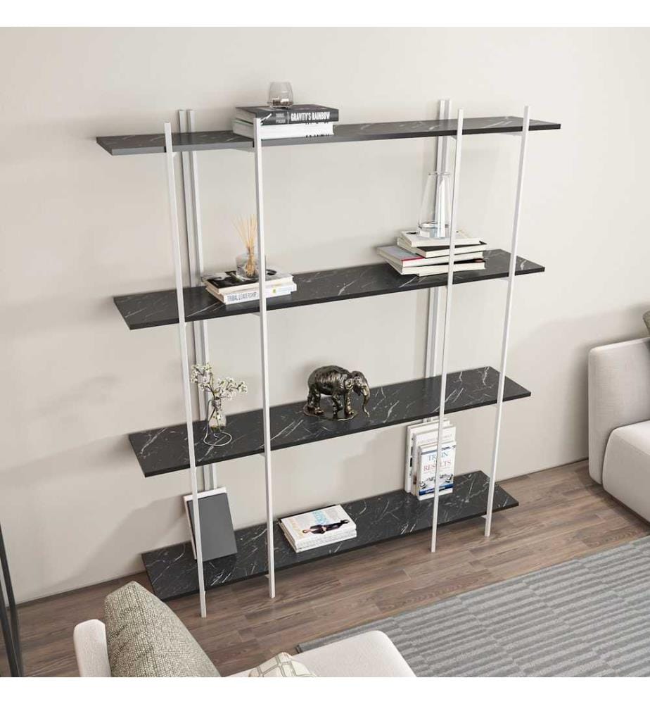 Scaffale, Nero, Bianco, Truciolato rivestito in melamina
