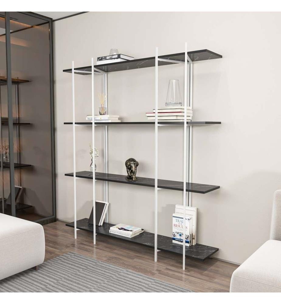 Scaffale, Nero, Bianco, Truciolato rivestito in melamina