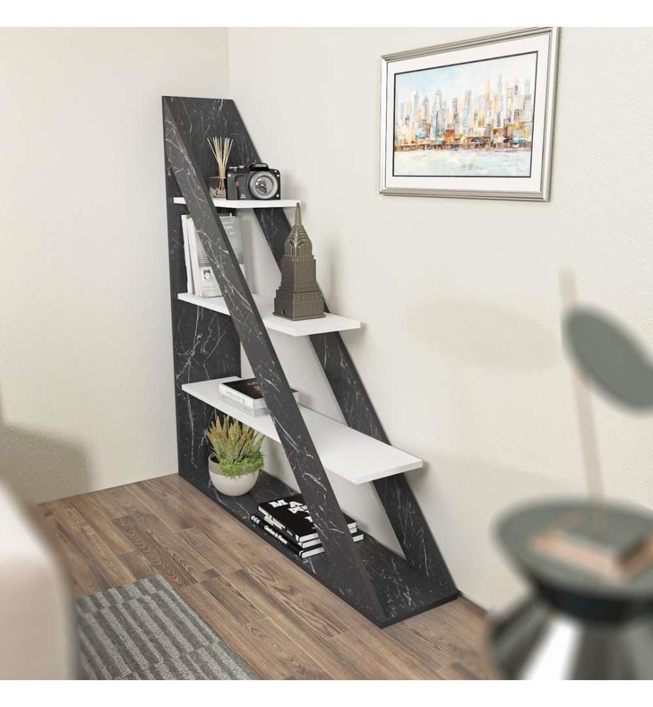 Libreria, Marmo, Bianco, Truciolato rivestito in melamina