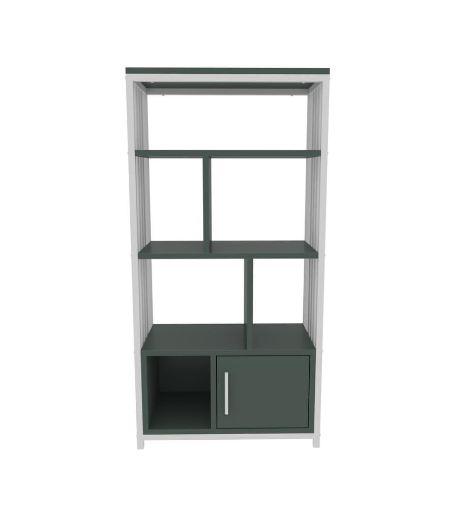 Bibliothèque, vert, blanc, panneau de particules mélaminé