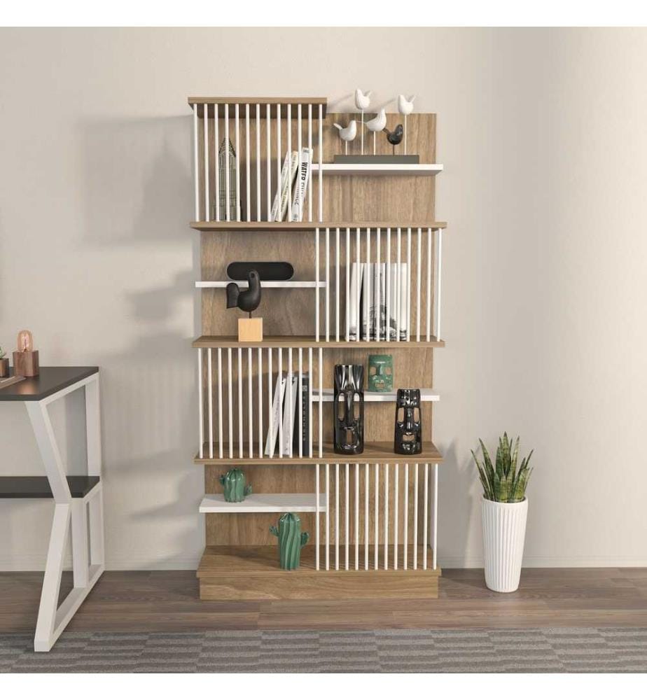 Libreria, Rovere, Bianco, Truciolato rivestito in melamina