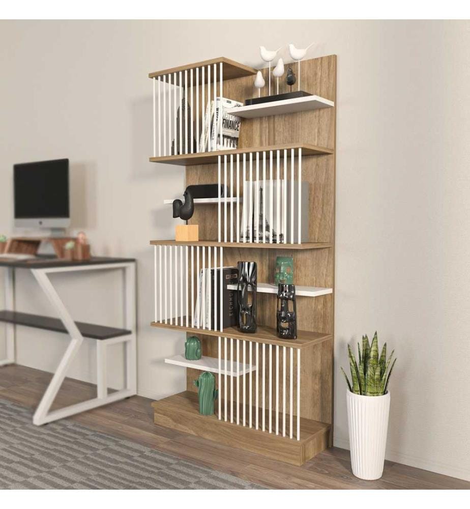 Libreria, Rovere, Bianco, Truciolato rivestito in melamina