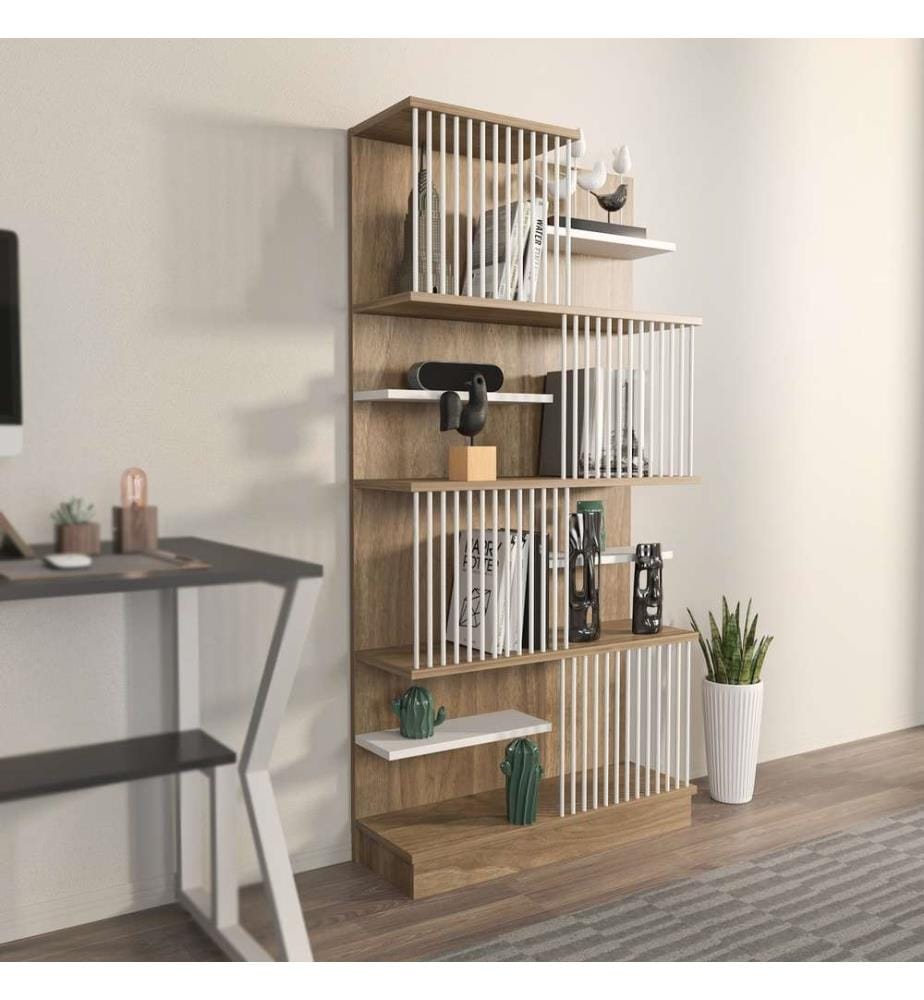 Libreria, Rovere, Bianco, Truciolato rivestito in melamina