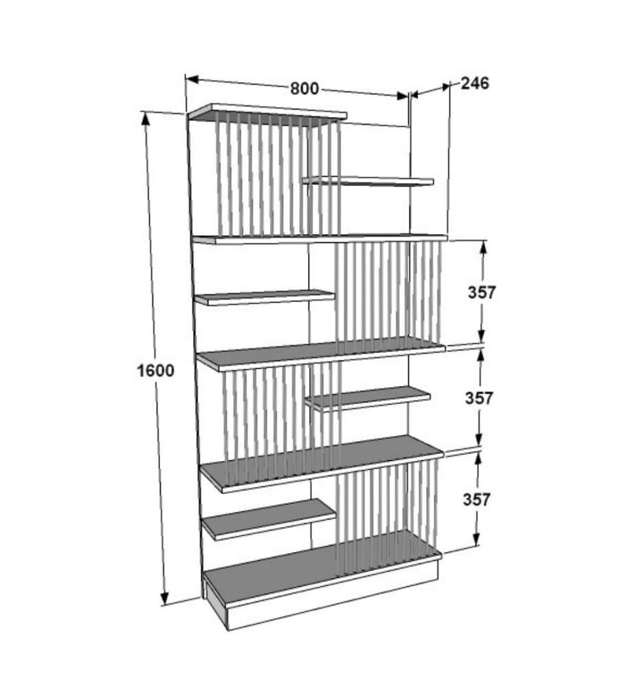 Libreria, Rovere, Bianco, Truciolato rivestito in melamina