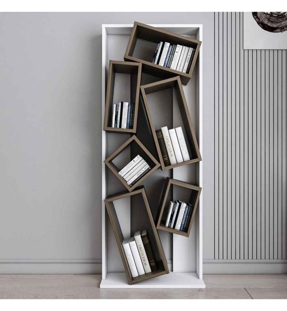 Libreria, Bianco, Noce, Truciolato rivestito in melamina