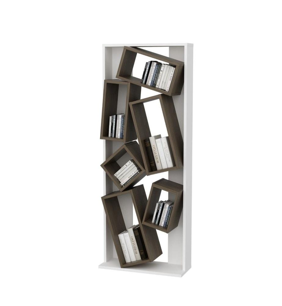 Libreria, Bianco, Noce, Truciolato rivestito in melamina