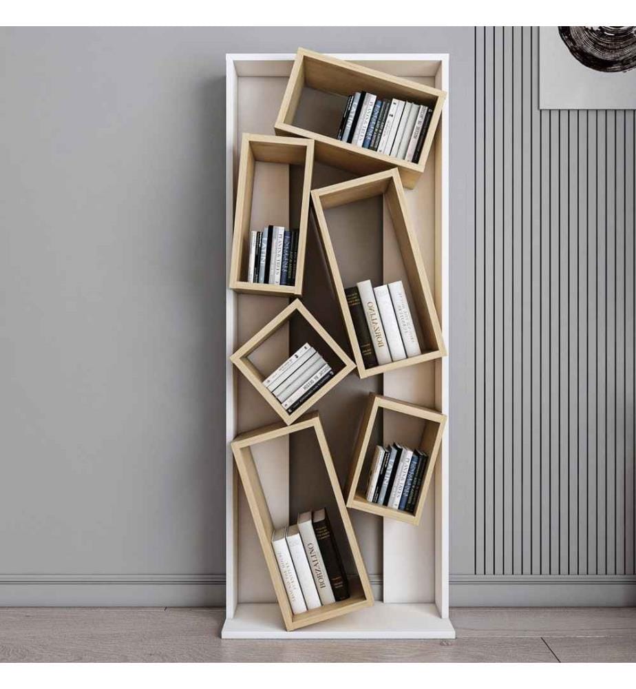 Libreria, Bianco, Rovere, Truciolato rivestito in melamina