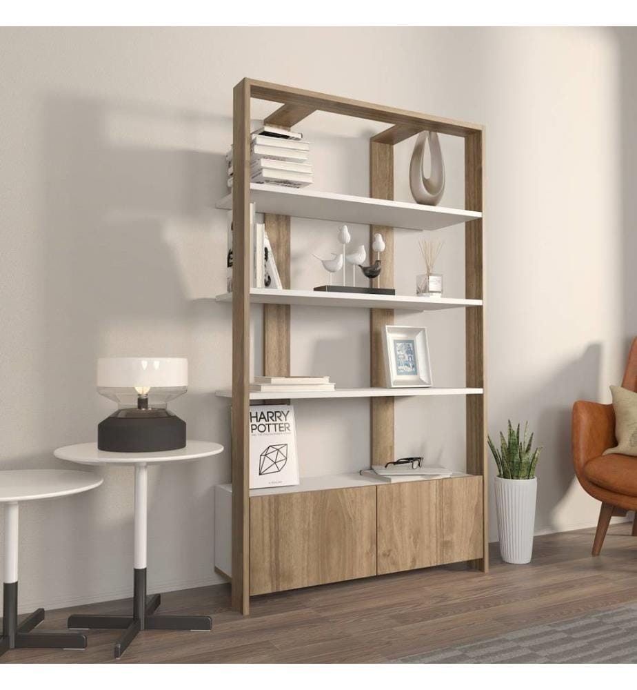 Libreria, Bianco, Noce, Truciolato rivestito in melamina