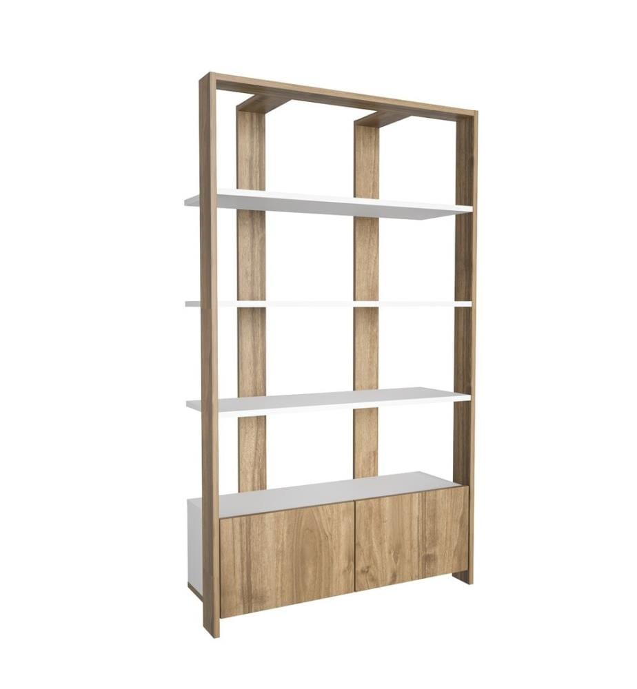 Libreria, Bianco, Noce, Truciolato rivestito in melamina
