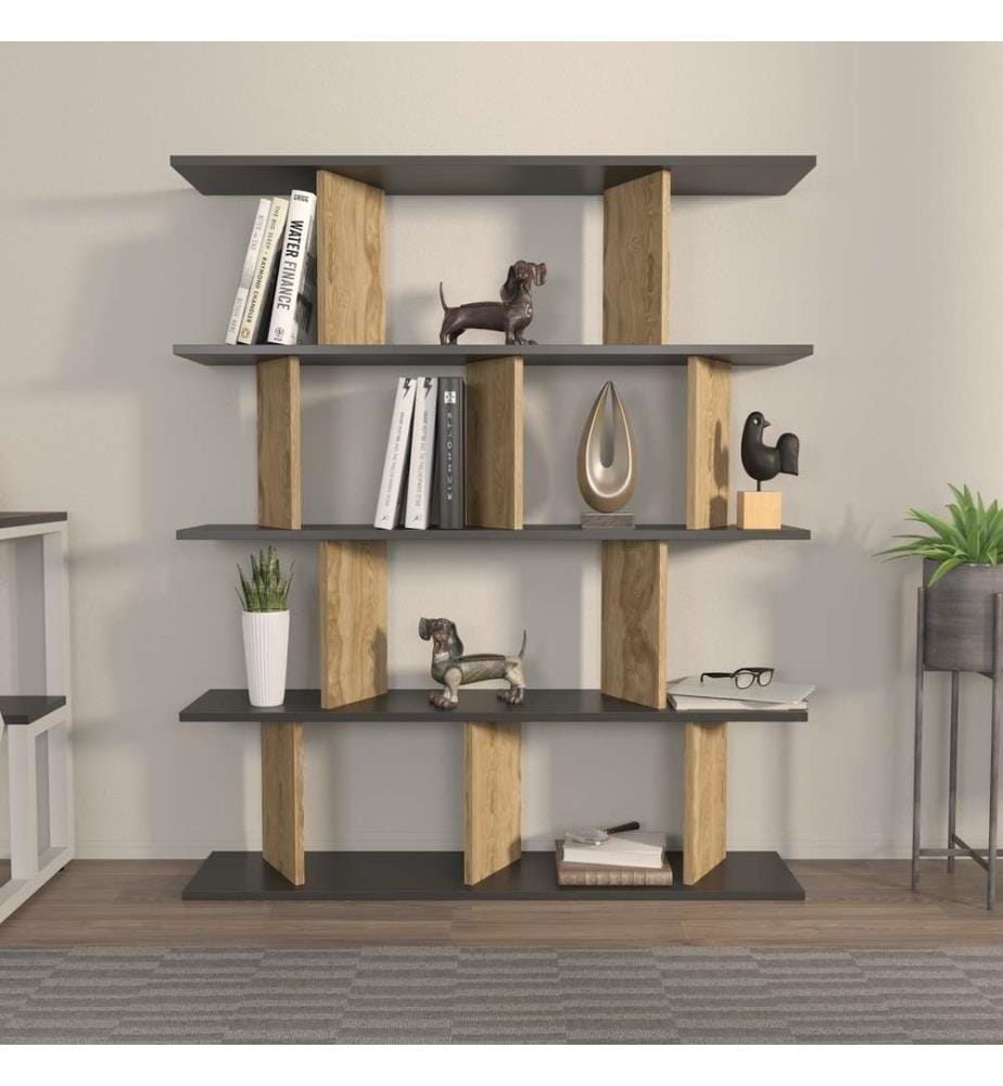 Libreria, Nero, Rovere, Pannello di particelle rivestito di melamina