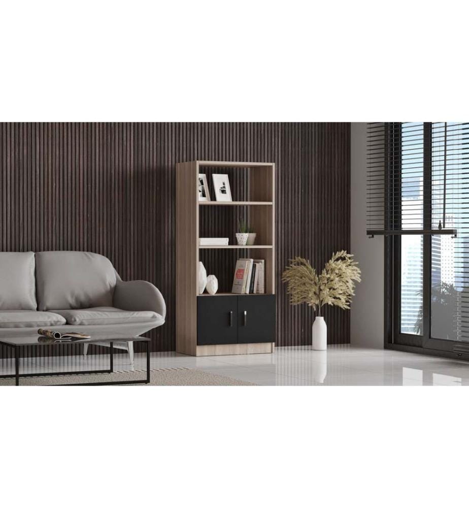 Libreria, Rovere nero, pannello di particelle rivestito in melamina