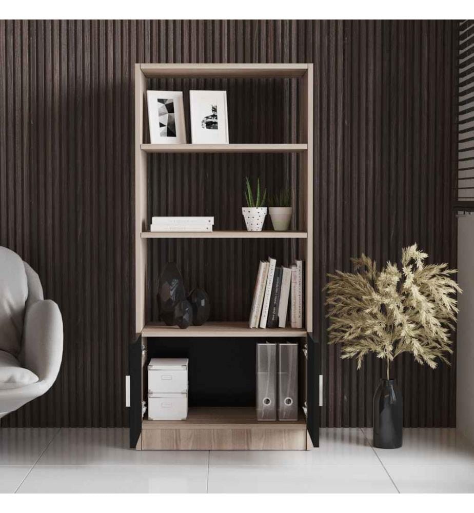 Libreria, Rovere nero, pannello di particelle rivestito in melamina