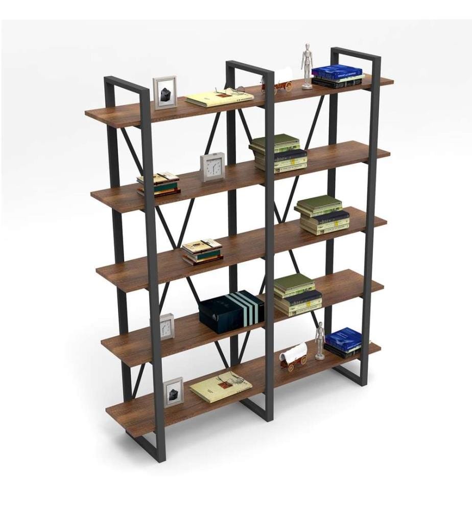 Bücherregal, Nussbaum, Melaminbeschichtete Spanplatte