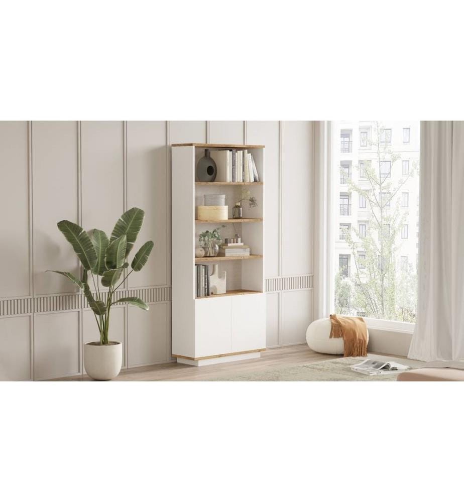 Libreria, pino atlantico, bianco, pannello truciolare rivestito in melamina