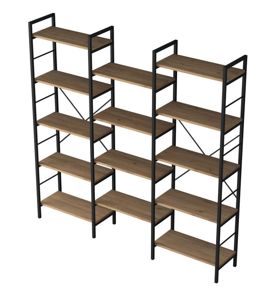 Bücherregal, Walnuss, schwarz, 100 % MELAMINBESCHICHTETE E1-QUALITÄTSSPANPLATTE