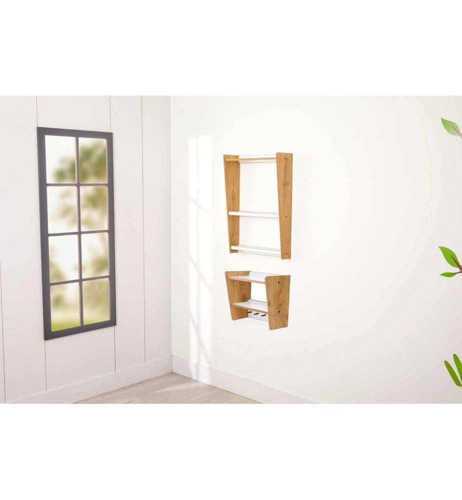 Étagère, 100 % MDF, blanc, naturel