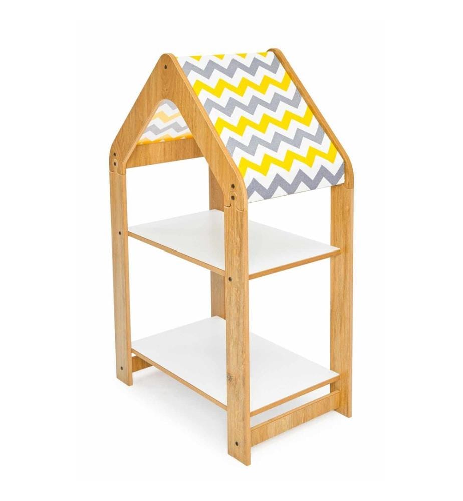 Mehrzweckregal, 100 % MDF, Natur, Weiss, Gelb